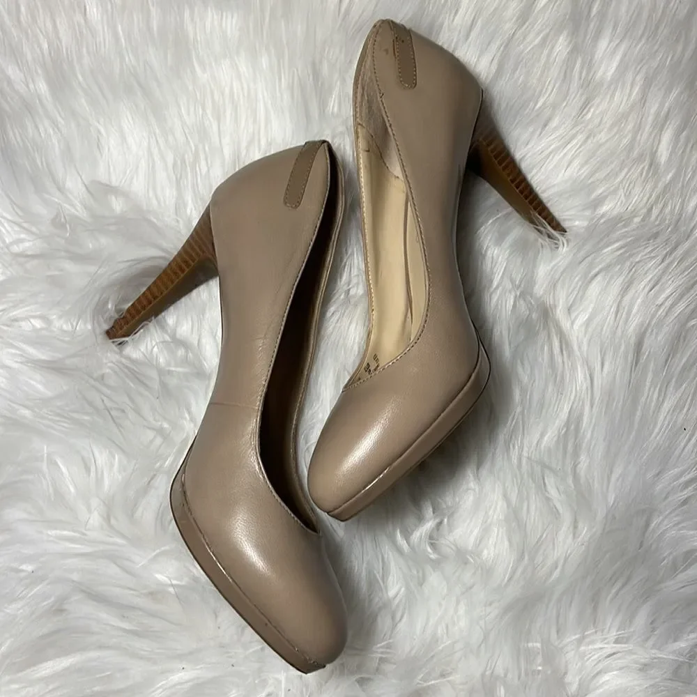 Tan Franco Sarto Leather platform heels